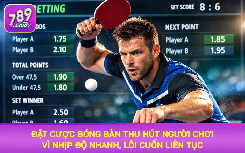 Đặt cược bóng bàn thu hút người chơi vì nhịp độ nhanh, lôi cuốn liên tục